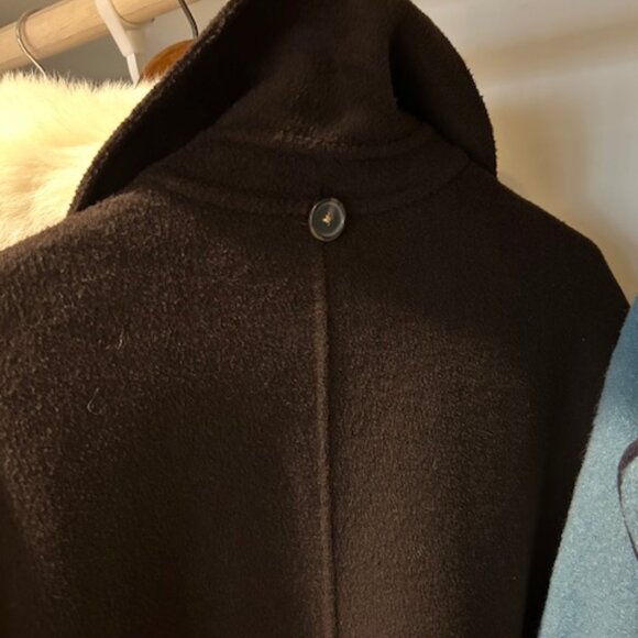 NWOT Banana Republic Chocolate Brown Oversized Double-Faced Wool Cape Coat - Picture 11 of 13